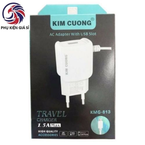 Bộ sạc liền dây Kim Cương 813 có cổng USB và dây liền chân micro -BS03