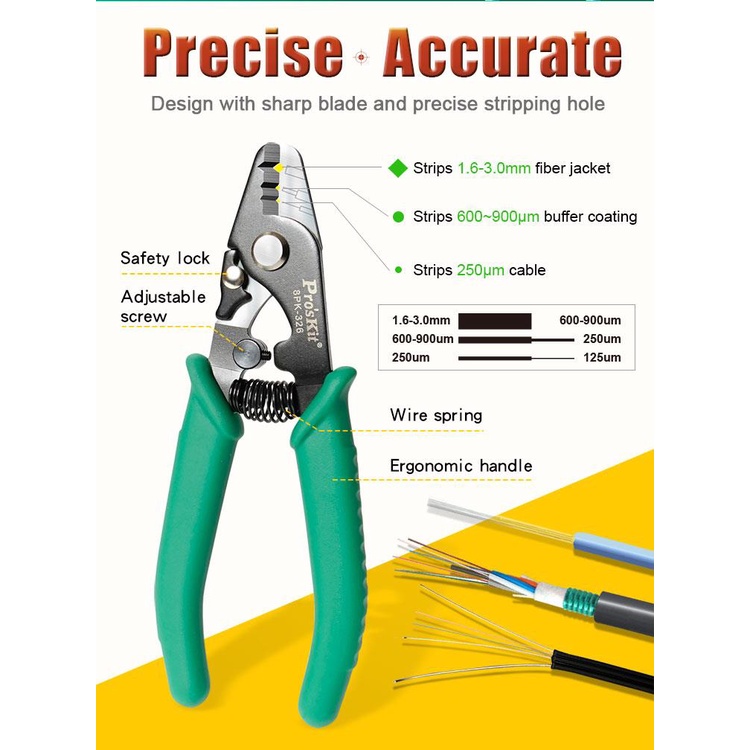 Kềm  tuốt cáp quang Pro'skit 8PK-326 / Proskit 8PK-326