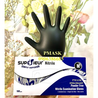 Găng tay y tế Nitrile đen không bột 100 cái / hộp - Găng tay Không bột màu đen 50 đôi