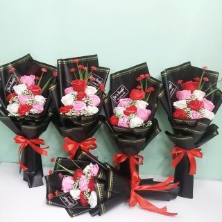 Combo 5 bó hoa hồng sáp 9 bông