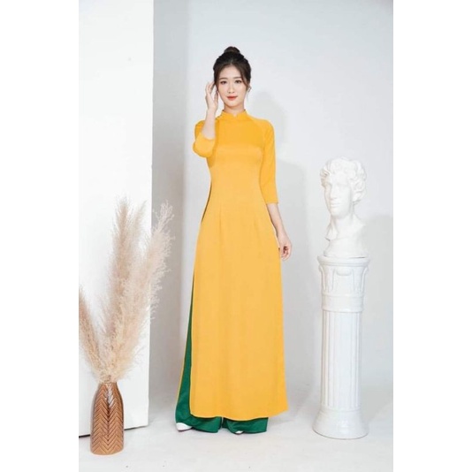 Áo dài tây thi vàng  kèm quần