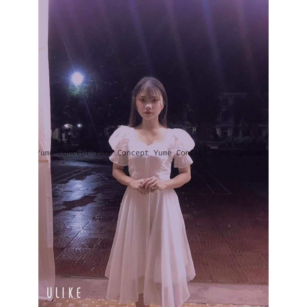 Đầm Cổ Vuông Tay Nơ Nút Ngực ( Kèm Hình Thật ) - D0334 | BigBuy360 - bigbuy360.vn