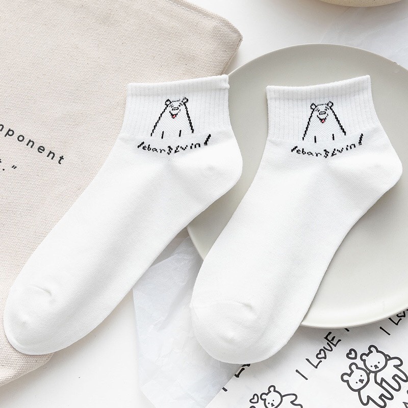 Tất nữ họa tiết hình con vật đáng yêu co dãn thấm hút mồ hôi