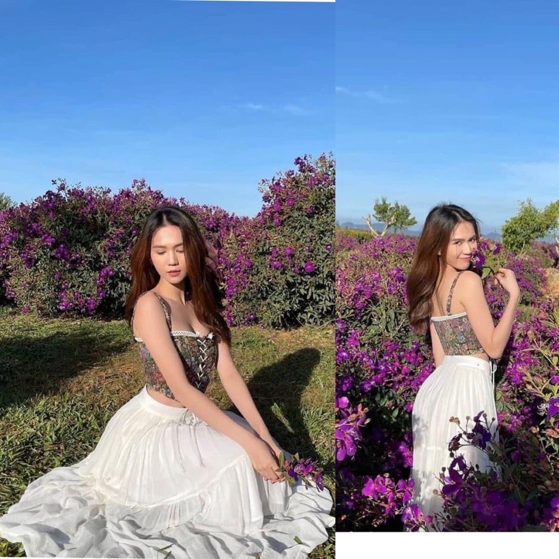 áo hai dây croptop nữ thổ cẩm đan dây mẫu mới thời trang 2021