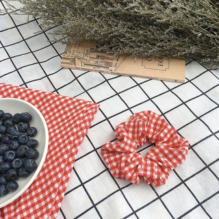 Cột Tóc Scrunchies Cotton Caro Đỏ Thời Trang Dành Cho Nữ Giới