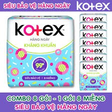 Lốc 8 gói băng Vệ Sinh Kotex Hằng Ngày (8 miếng) Hương Tự Nhiên Kháng Khuẩn.