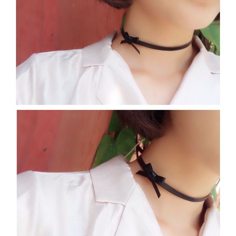Vòng cổ nữ choker nơ da xinh xắn