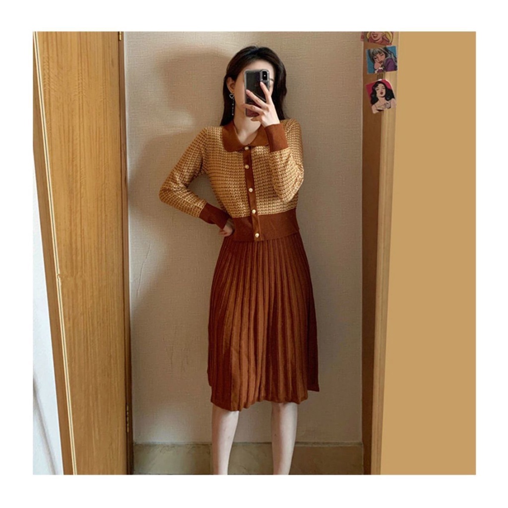 Set áo len tay dài và chân váy thời trang thu đông phong cách mới cho nữ | BigBuy360 - bigbuy360.vn