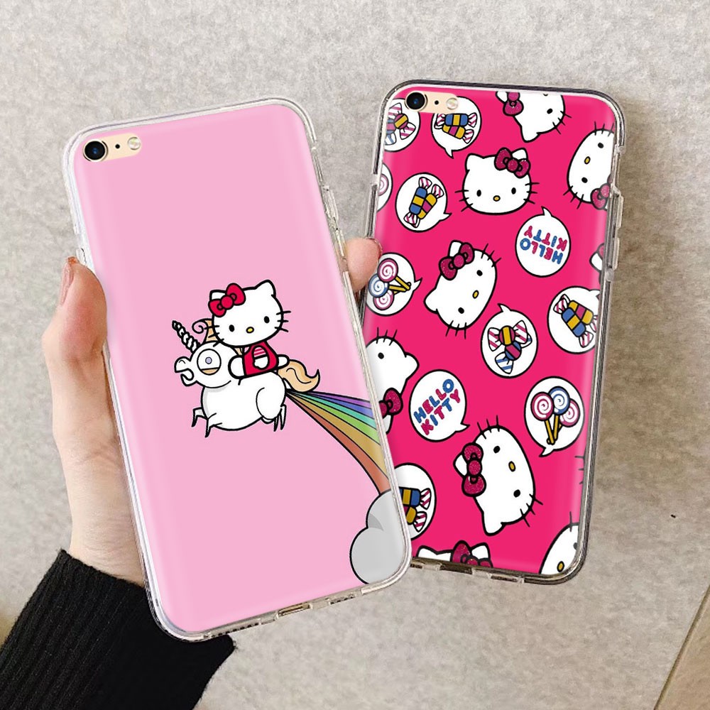 Ốp điện thoại mềm trong suốt in hình Hello Kitty dễ thương 81GT cho iPhone 8 7 6s 6 plus 5 5S SE 5C 4 4s