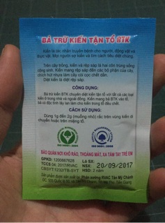 Combo 2 gói Bả trừ kiến tận tổ BTK (gói 5g)