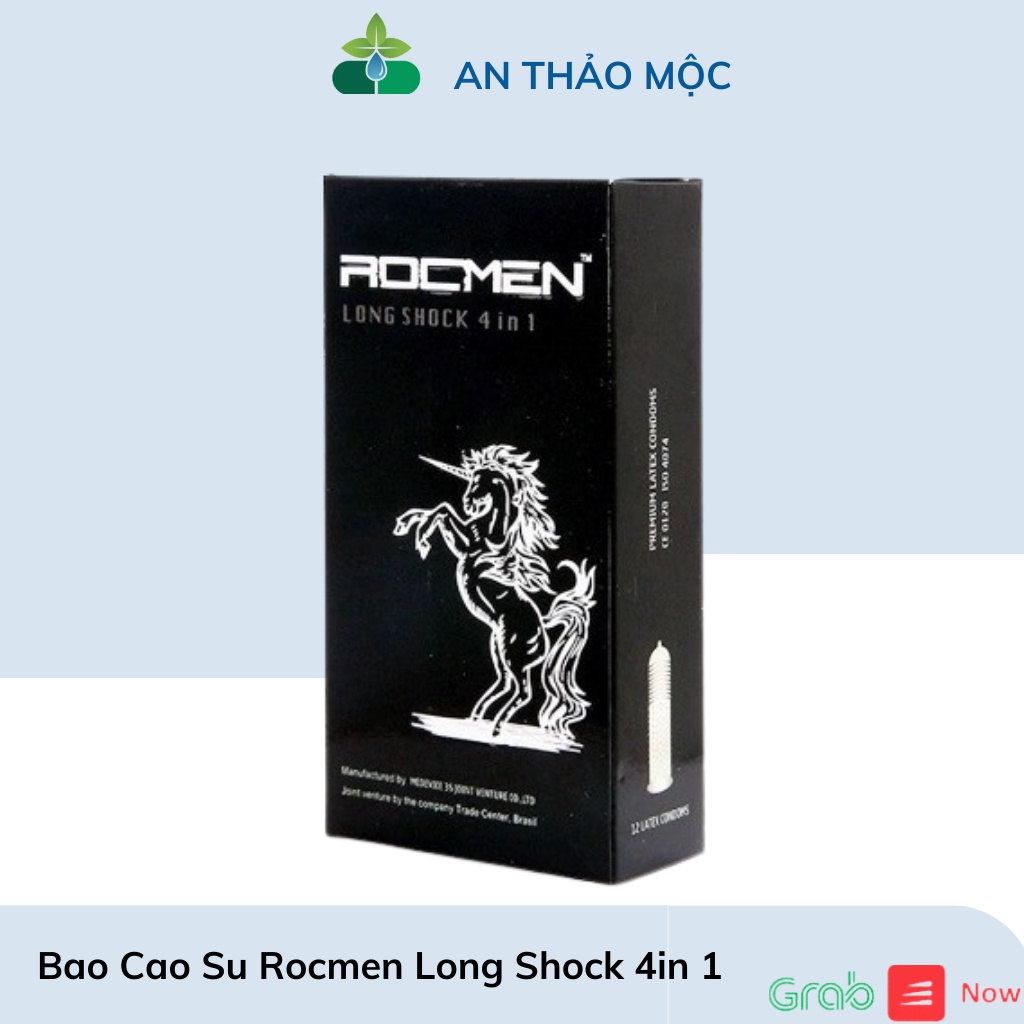 Bao Cao Su Gai Rocmen Đen Gân Gai Long Sock 4 in 1. Hộp 12 Bao. An Thảo Mộc