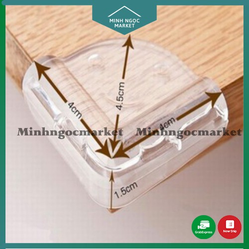 Set 4 chiếc bịt góc bàn silicon trong suốt bọc cạnh bàn an toàn chống va đập