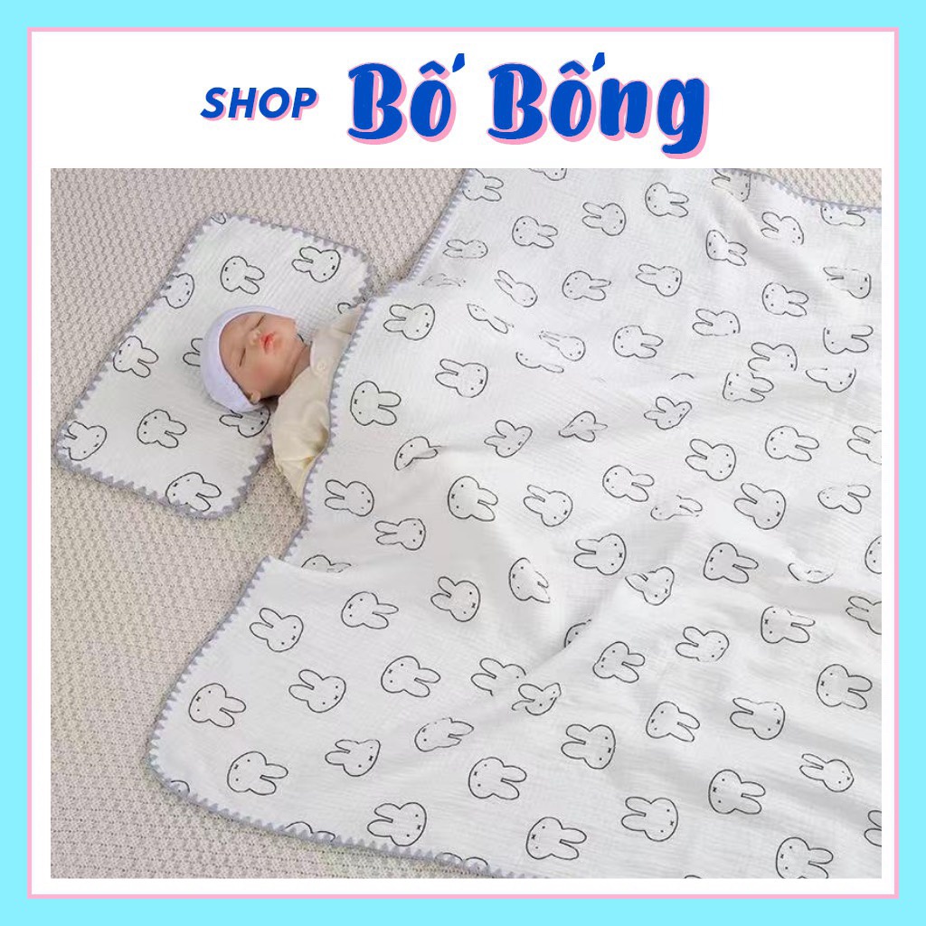 Chăn xô sợi tre 4 lớp 110x110cm siêu nhẹ thoáng khí [ babyboo]