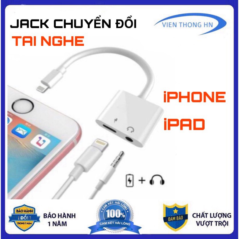 Cáp chuyển đổi tai nghe iphone - Bộ chuyển đổi Cao cấp từ cổng Lightning sang Jack tai nghe 3.5 bluetooth