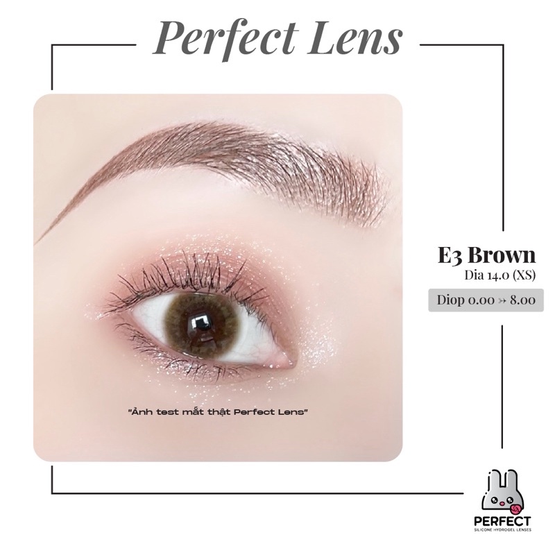 Lens Mắt , Kính Áp Tròng E3 BROWN Có Độ Cận và Không Độ, DIA 14.0, Cho Mắt Nhạy Cảm Giá Sale