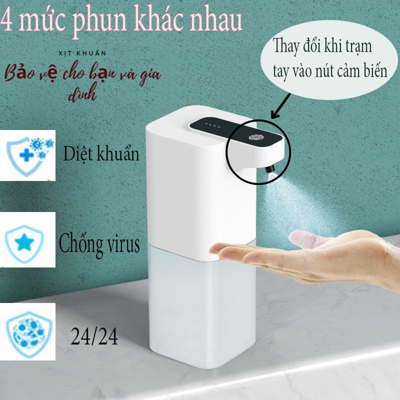 Máy rửa tay tự động cảm ứng, giúp loại bỏ virus và vi khuẩn trên tay. Gồm 3 máy tạo gel,tạo sương và tạo bọt