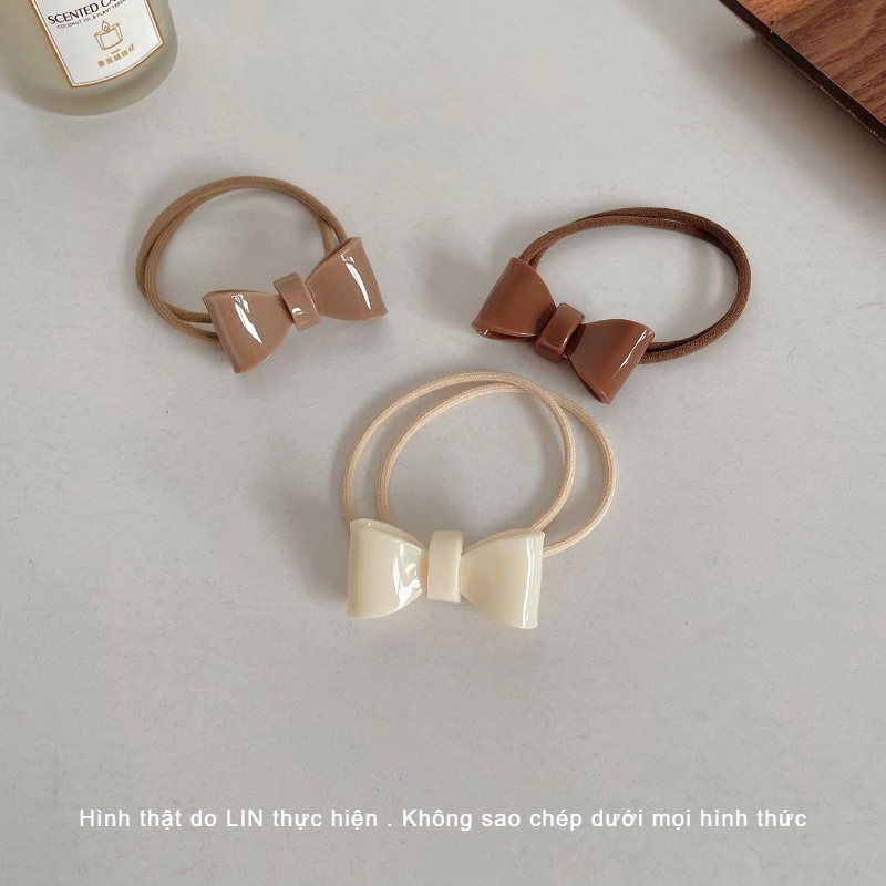 Cột Tóc Kẹp Tóc Nhựa Hình Nơ Màu Cafe LIN
