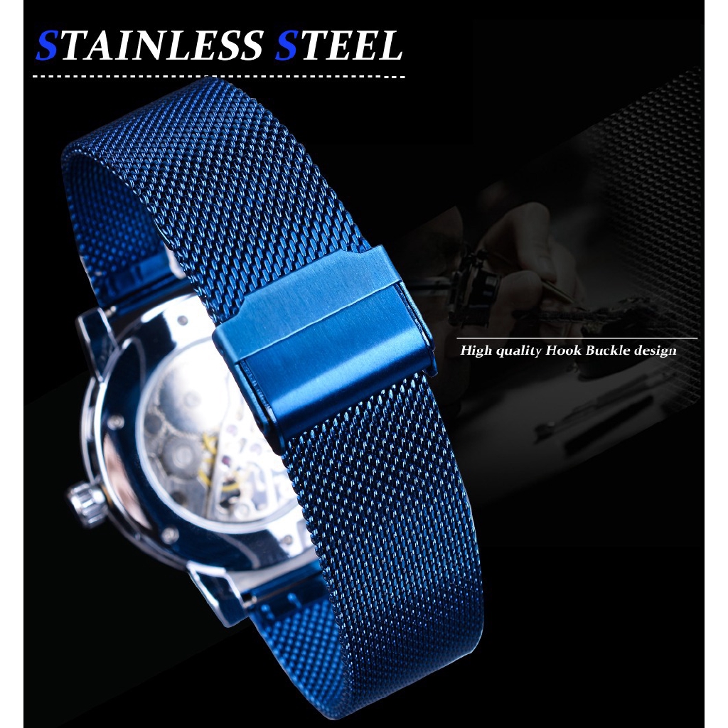 Đồng Hồ Cơ Nam Lộ Máy Hãng Forsining Dây Thép Lưới Đẹp Thời Trang Cao Cấp Giá Rẻ