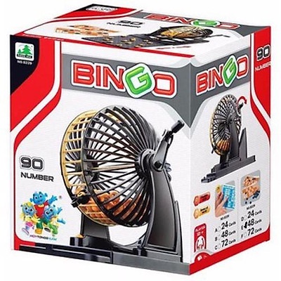 Lồng Quay Lô Tô BINGO 90 Số (LOẠI LỚN) 72 TỜ DÒ - Bộ Trò Chơi Bingo, Xổ Số