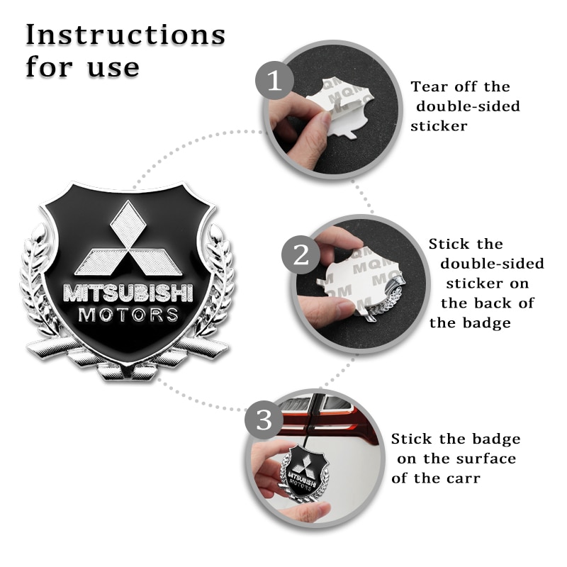 Set 2 sticker kim loại trang trí xe hơi Mitsubishi Xpder Attrage Outlander Triton Pajero Jolie Lancer