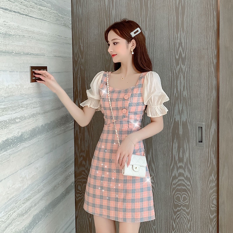 váy xanh bơ đầm bigsize nữ đầm dự tiệc sang trọng đầm tay phồng váy nữ váy nữ xinh đầm vintage đầm caro đầm cổ vuông đầm hở lưng