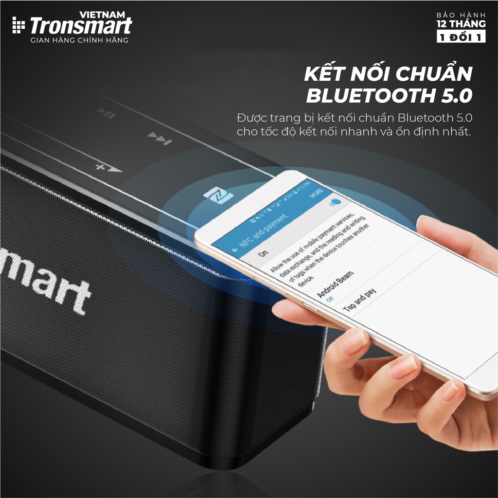 Loa Bluetooth 5.0 Tronsmart Element Mega Công suất 40W Hỗ trợ TWS và NFC ghép đôi 2 loa - Hàng phân phối chính hãng