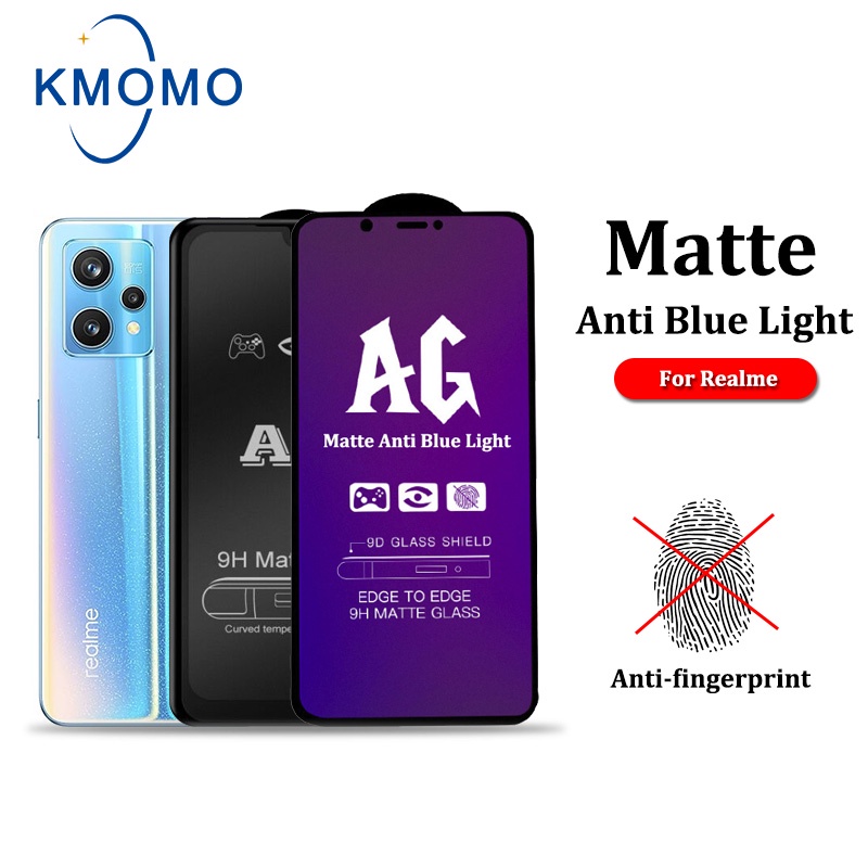 Kính cường lực Realme chống vân tay, mồ hôi AG full màn, Chống Ánh Sáng Xanh cho Narzo 50A Prime 50i GT Neo 3 GT2 Pro 2 XT 30A