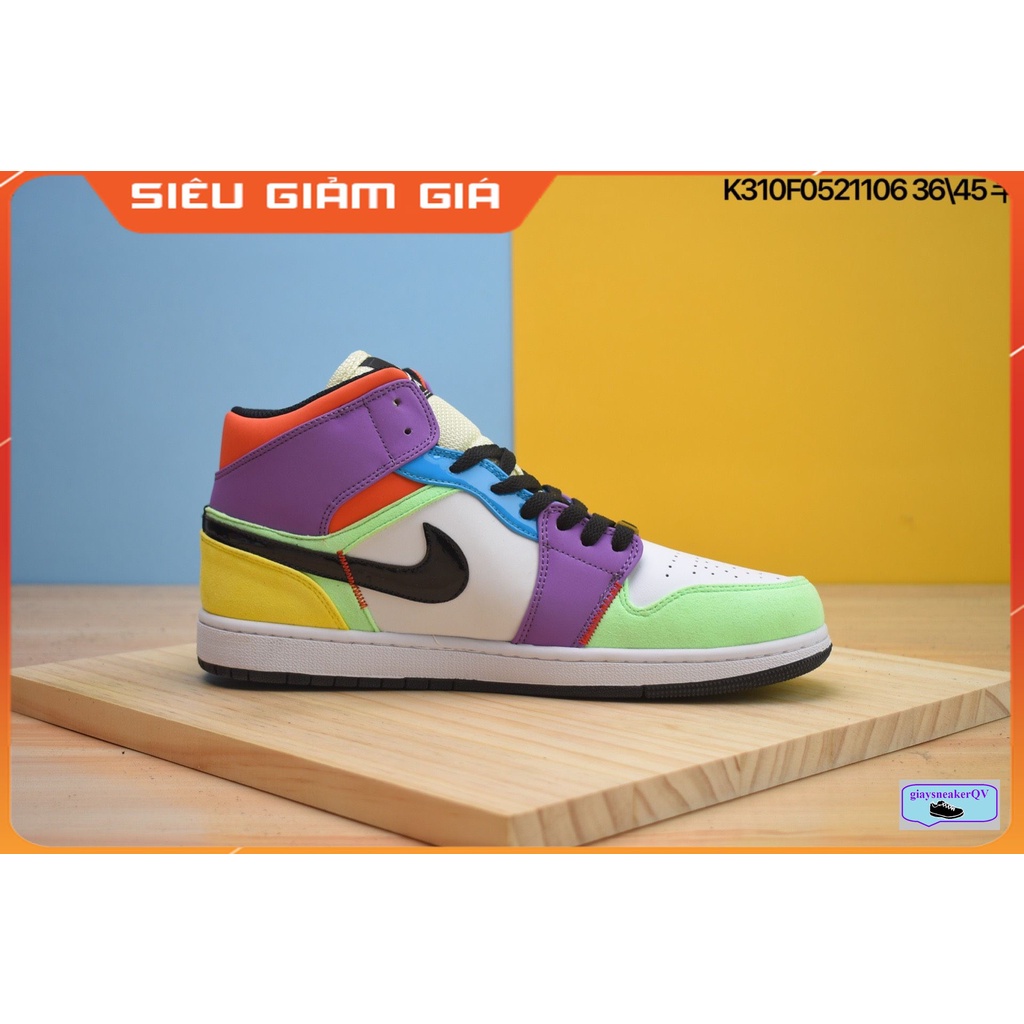 Giày thể thao, giày nam nữ Air Jordan 1 Mid SE Multi-Color  cổ cao siêu đẹp, hot hit