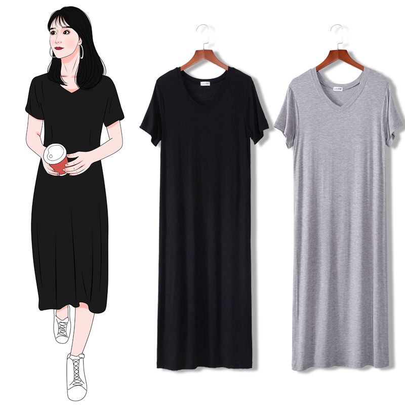 Đầm Tay Ngắn Dáng Rộng Cổ Chữ V Thời Trang Trẻ Trung Cho Nữ | BigBuy360 - bigbuy360.vn