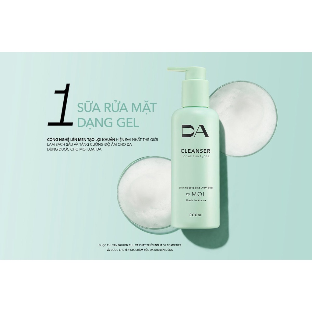 Sữa rửa mặt D.A by M.O.I dạng gel 2 trong 1 dung tích 200ml