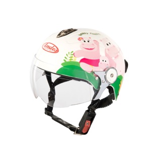 Nón Bảo Hiểm Trẻ Em Nữa Đầu Có Kính Andes 3S-108S Hình Gia Đình Hà Mã