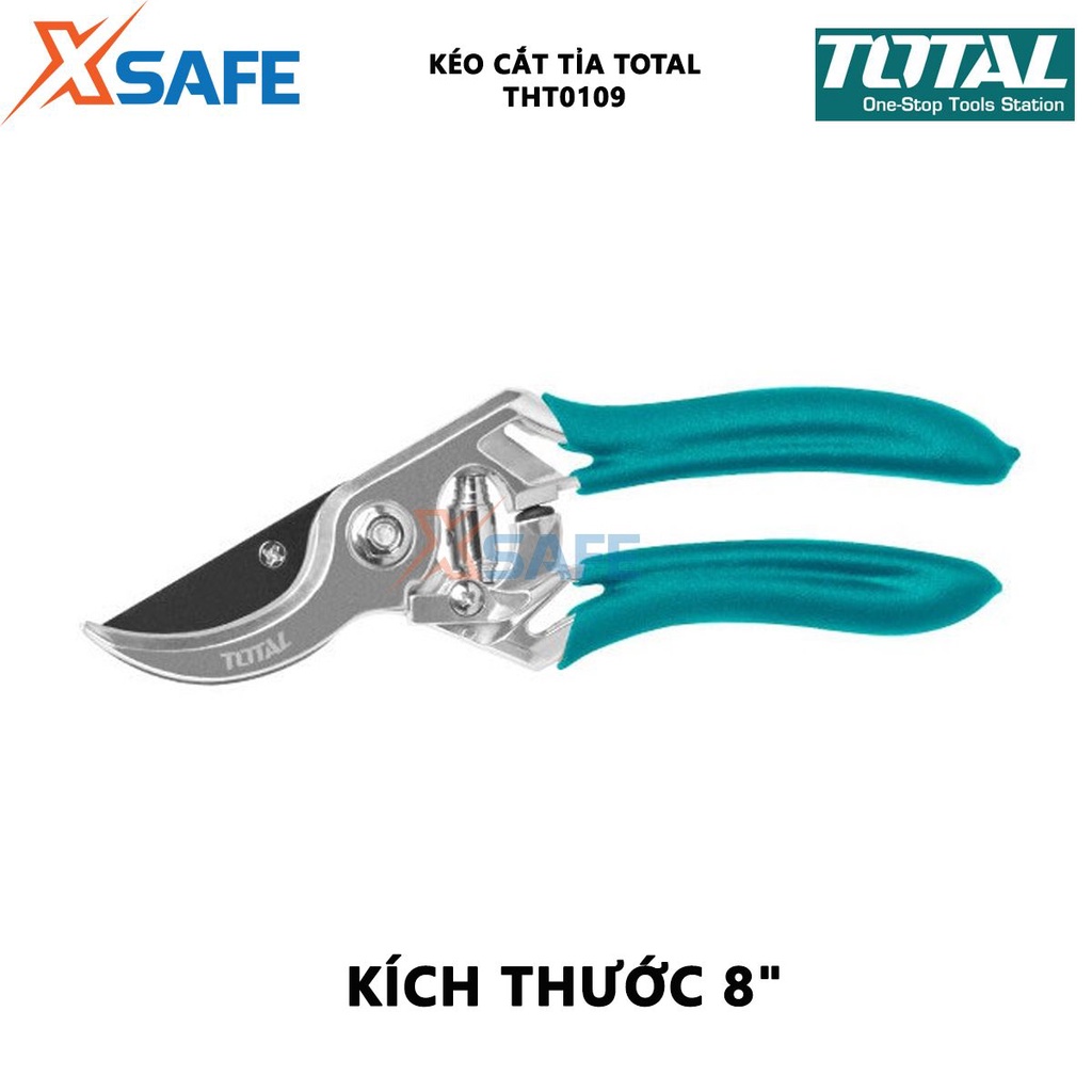 Kéo cắt tỉa cành cây TOTAL THT0109 Kéo tỉa cây đường kính cắt tối đa 12mm, size 8&quot;, thép cao cấp, độ bền cao-Chính hãng