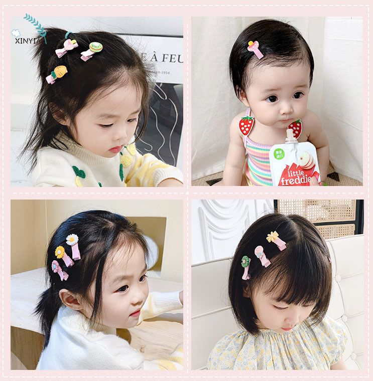 Set 10 kẹp tóc hình hoa quả đáng yêu cho bé gái