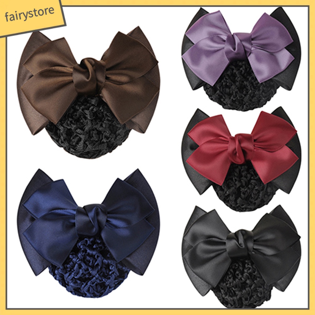 Kẹp lưới búi tóc đính nơ thời trang nữ tính