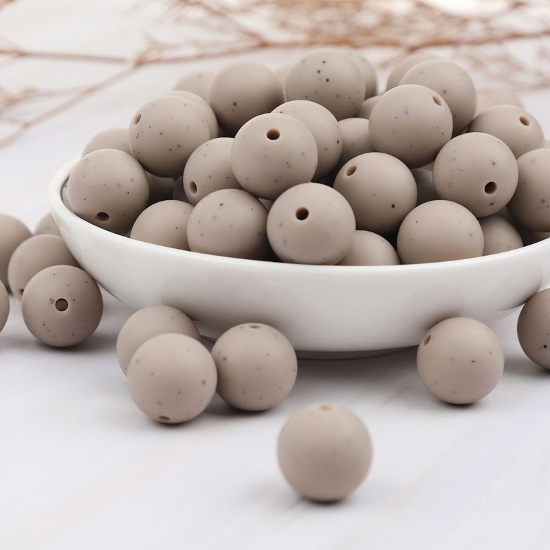 Set 5 Hạt Silicone 15mm Hình Tròn Làm Đồ Gặm Nướu Cho Bé