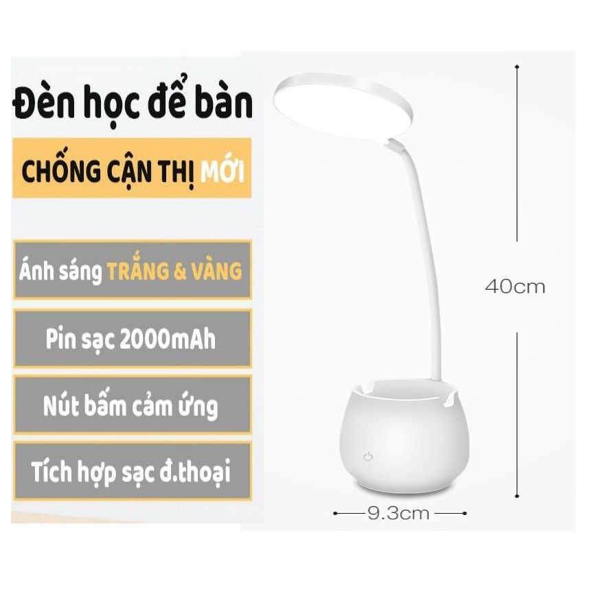 Đèn bàn LED cao cấp tích điện sạc USB mẫu mới 2021 - Q16 - Gấp gọn dễ dàng - Bảo hành 12 tháng