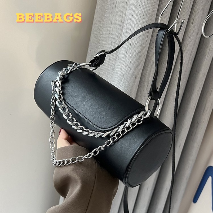 Túi Đeo Chéo Phối Dây Xích Cá Tính Phong Cách Y2K Màu Xanh, Đen, Hồng, Trắng | TX44 | Túi Da Phá Cách Dễ Phối Đồ Đi Chơi