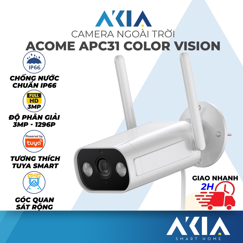 Camera ngoài trời ACOME APC31 có màu ban đêm, quay 1296P 3MP, chống nước IP66, đàm thoại 2 chiều, bảo hành 12 tháng