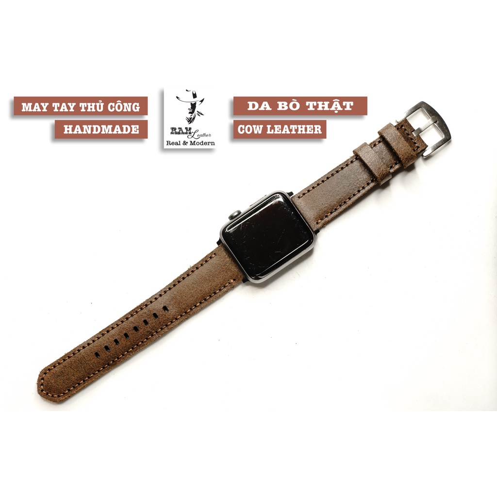 Dây Apple Watch , iWatch , iphone Watch da bò thật cao cấp RAM Leather Classic Vintage