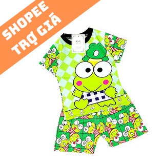 Bộ cộc tay cho bé gái in 3D hoạt hình vui nhộn chất cotton  thun lanh