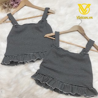 Áo croptop kẻ 2 dây bèo < Siêu Hot 2019 >