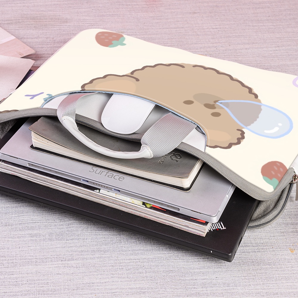 Túi Đeo Vai Đựng Máy Tính Xách Tay Bằng Da pu In Họa Tiết Hoạt Hình Dễ Thương 14/15/17 Inch Tiện Dụng