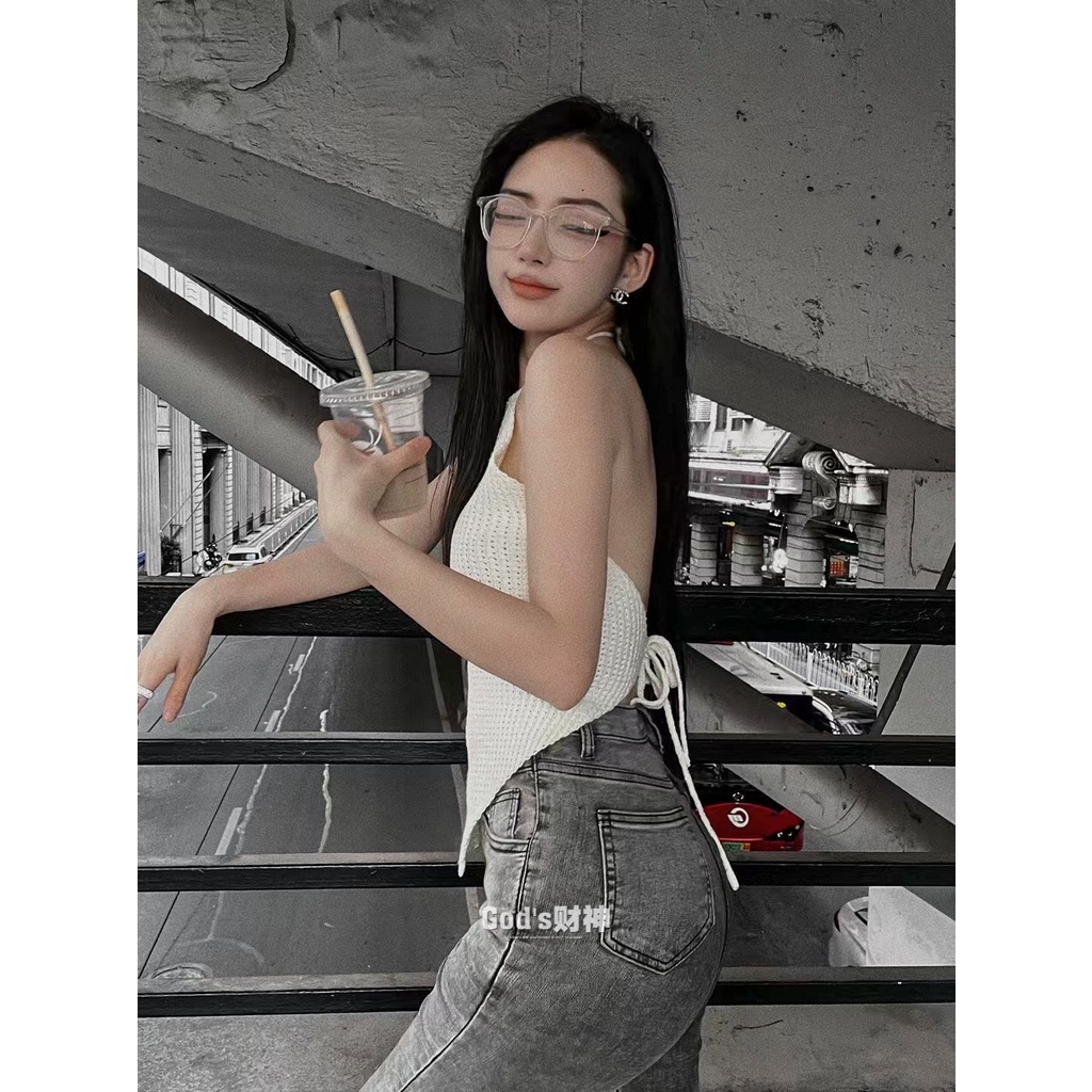 Áo Hai Dây Dệt Kim Phong Cách Hàn Quốc Gợi Cảm Thời Trang Mùa Hè Hàng Mới Dành Cho Bạn Nữ