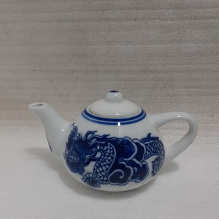 Bộ ấm chén thờ Bát Tràng men xanh trắng đk đĩa 12cm