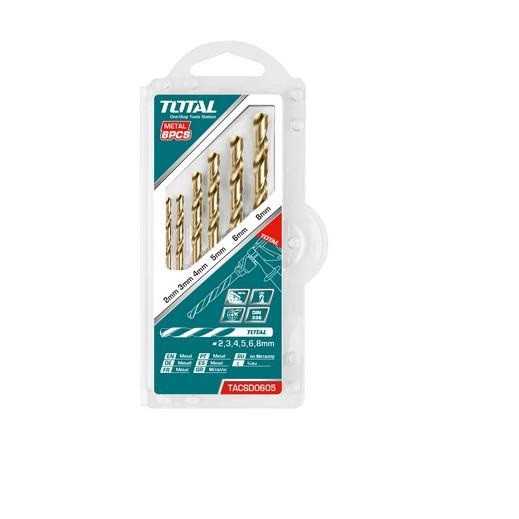 TOTAL Bộ 6 mũi khoan kim loại Thép HSS TACSD0605