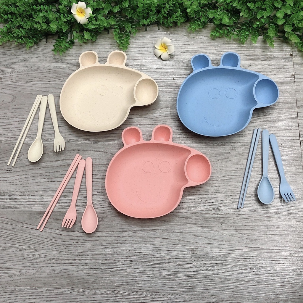 Bộ thìa dĩa đũa nhựa lúa mạch tiện dụng cho bé và gia đình shopNEM