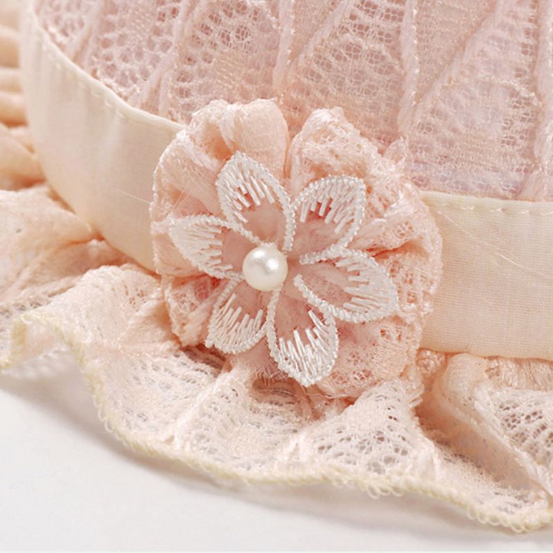 Mũ cotton ren che nắng phong cách công chúa cho bé gái