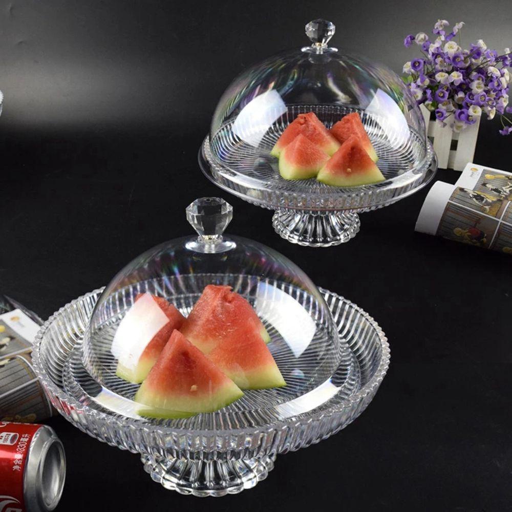 Khay Tròn Đựng Thức Ăn Tráng Miệng Có Nắp Đậy Tiện Lợi Đứng