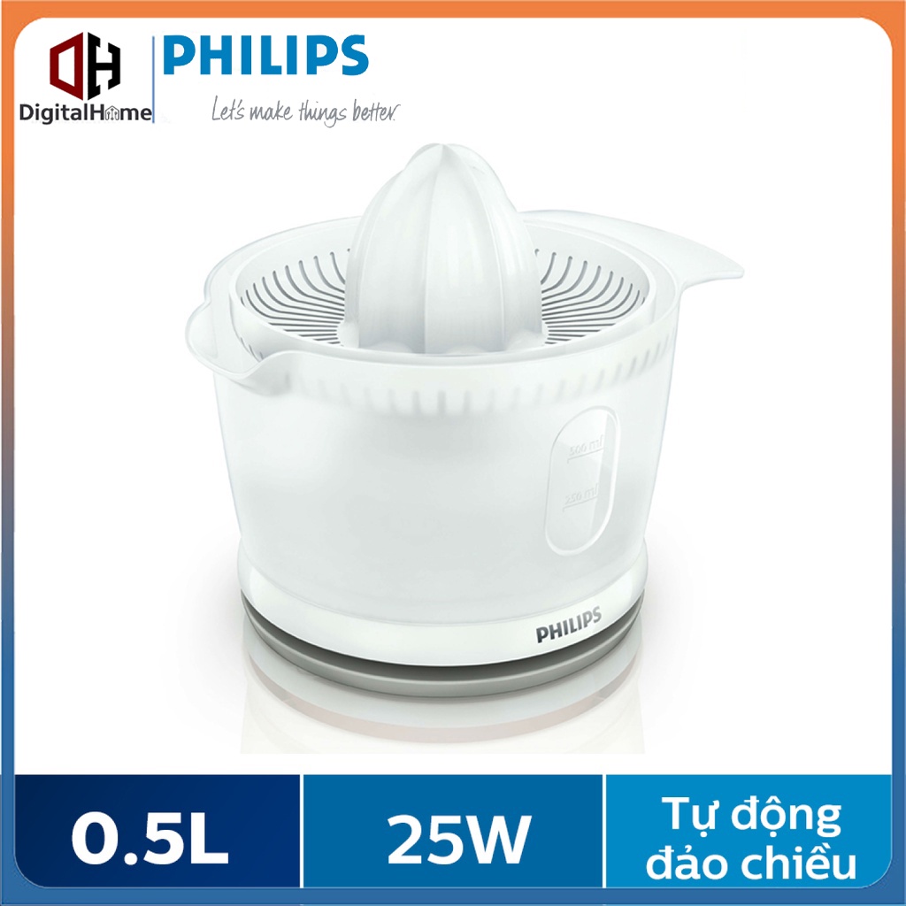 Máy Vắt Cam Philips HR2738/00 (Trắng), 25W-0.5 Lít, giúp vắt nước trái cây tươi ngon dễ dàng, Hàng chính hãng - BH 2 Năm