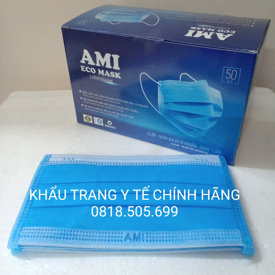 Khẩu trang y tế 4 lớp chuẩn hiệu AMI (Hộp 50 cái)